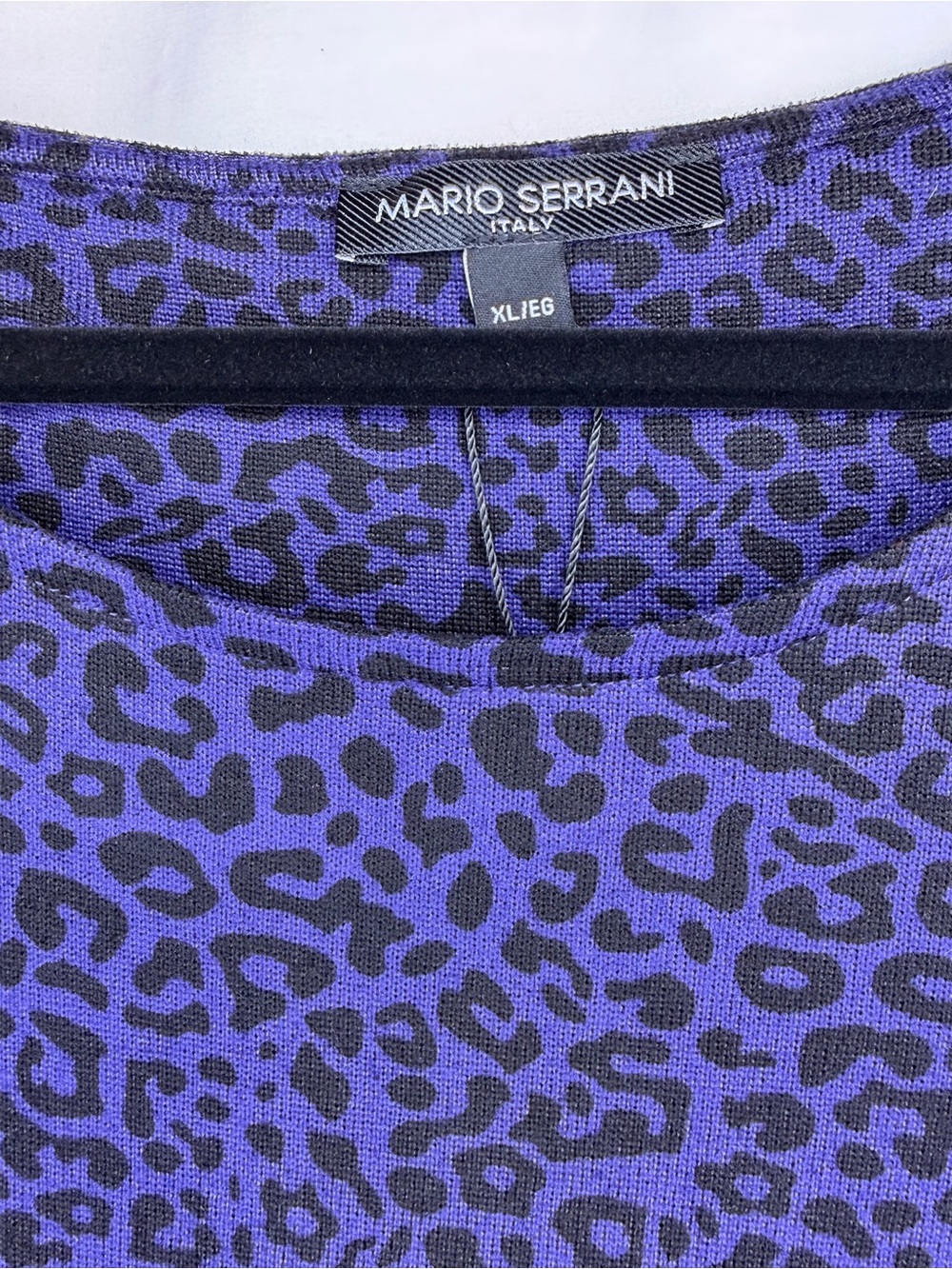 Mario Serrani Navy Blue Leopard Print Long Sleeve Top